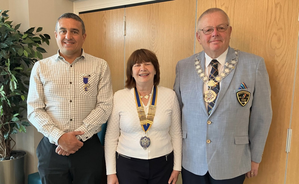 Mark Arjoo, Margaret Hawksworth and Rotary District Governor, Chris Knight at the Rotary Club induction. Photo: Supplied Mark Arjoo, Margaret Hawksworth and Rotary District Governor, Chris Knight at the Rotary Club induction. Photo: Supplied