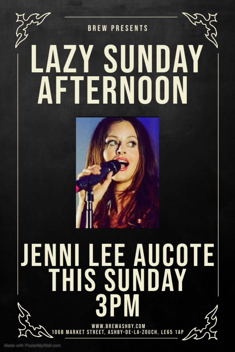 Lazy Sunday Afternoon Acoustic Session with Jenni Lee Aucote at Brew, 106B Market Street, Ashby-de-la-Zouch Lazy Sunday Afternoon Acoustic Session with Jenni Lee Aucote at Brew, 106B Market Street, Ashby-de-la-Zouch