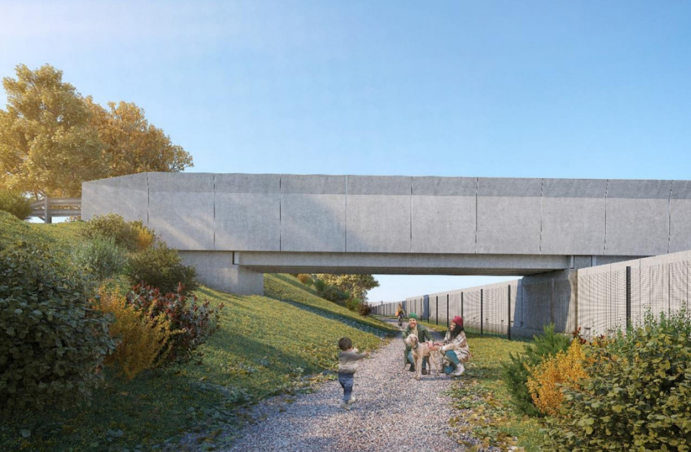 An artist's impression of the proposed bridge at Waste Lane (image via planning application)