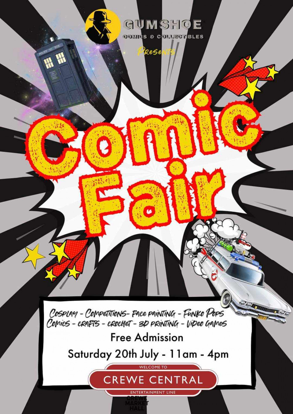 Gumshoe Comics & Collectibles presents Crewe Market Hall’s first ever comic fair Gumshoe Comics & Collectibles presents Crewe Market Hall’s first ever comic fair