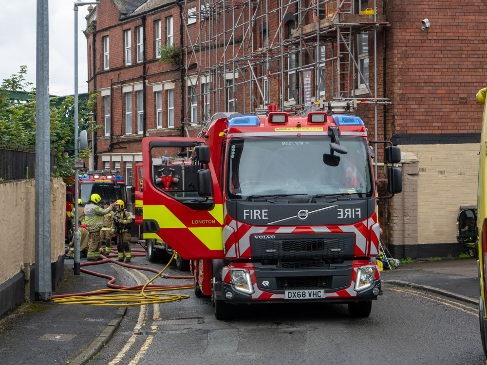 Firefighters were called to Wood Street, Longton, just before 9.30am yesterday (Staffordshire Fire and Rescue Service).