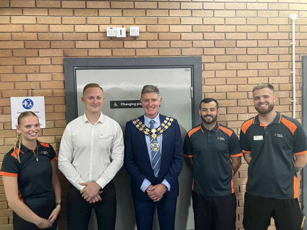 Places Leisure staff at Blackwater Leisure Centre and Council Chairman, Cllr Kevin Lagan. (Photo: MDC)