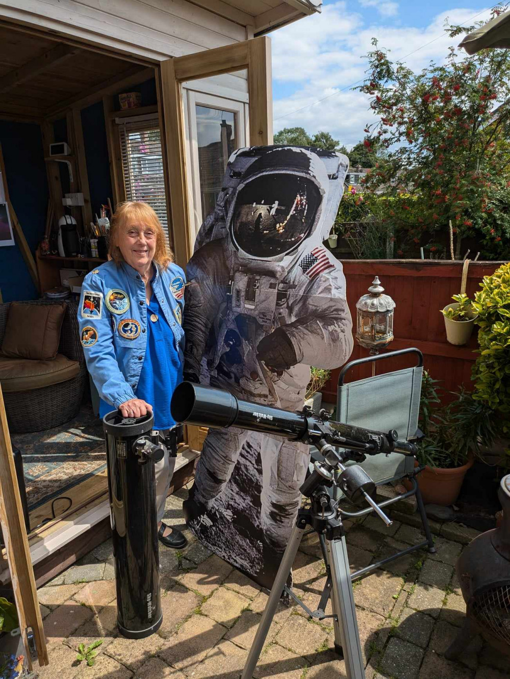 Majorie with her life-size cutout of Neil Armstrong who became the first person to walk on the moon on July 20, 1969. (Photo: Nub News) Majorie with her life-size cutout of Neil Armstrong who became the first person to walk on the moon on July 20, 1969. (Photo: Nub News)
