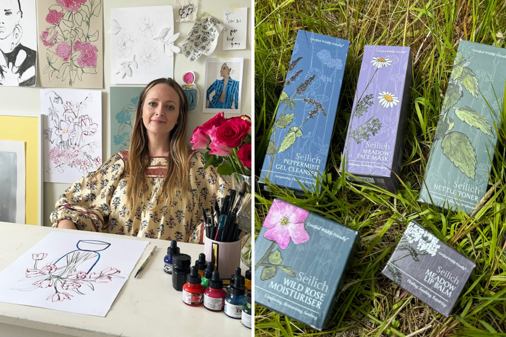 The Richmond based fashion buyer turned illustrator has been commissioned by Scottish skincare brand Seilich to create new illustrations (credit: Image supplied).