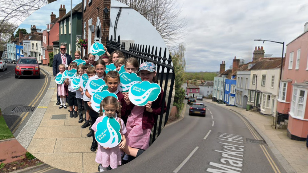 Pupils from All Saints Primary School attended visit to Market Hill last month to learn about how the changes will help reduce emissions. (Photo: Meadows Communications/ Google Street View)