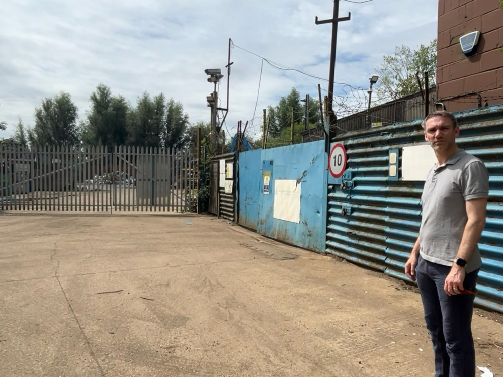 Cllr Jon Clayden at the Cadwell Lane site (image supplied)