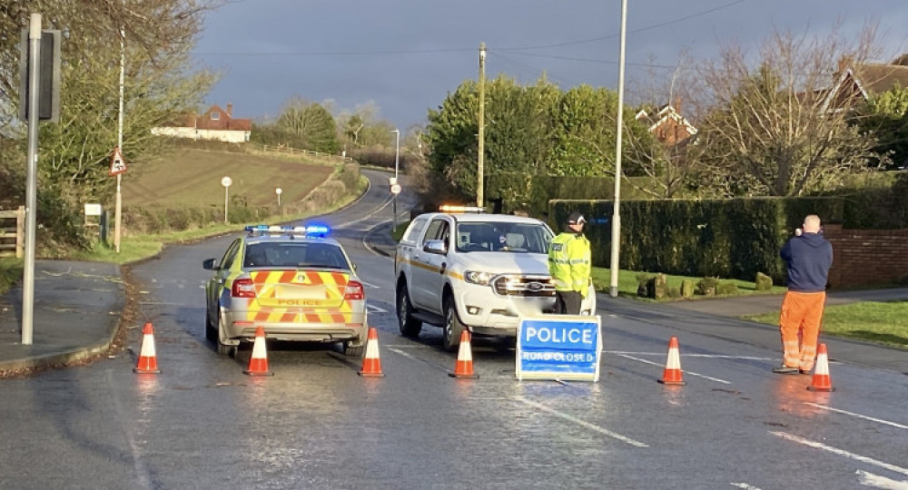 Police closed off Burton Road in Ashby last December. Photo: Ashby Nub News