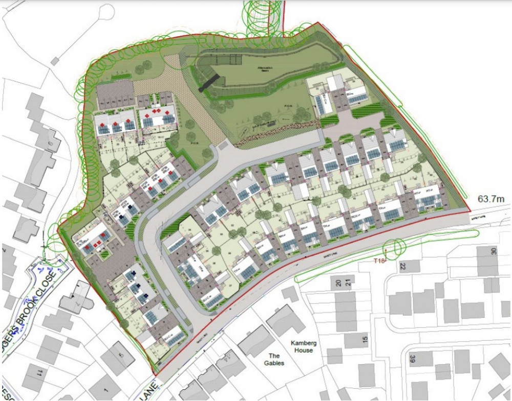 The layout of the new housing site that will be built on land off Sandy Lane in Ystradowen.