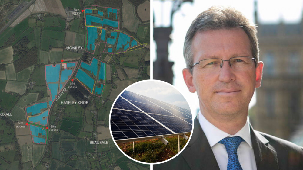 Sir Jeremy Wright spoke against the Honiley Solar Farm at the planning inquiry in February (images via Enso / Sir Jeremy Wright / pixabay)