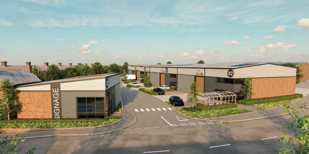 An artist's impression of the new industrial buildings (image via planning application)