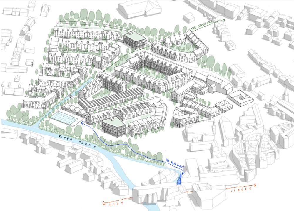 Mayday Saxonvale’s sketch vision for Saxonvale in Frome (Image by Studio Saar)