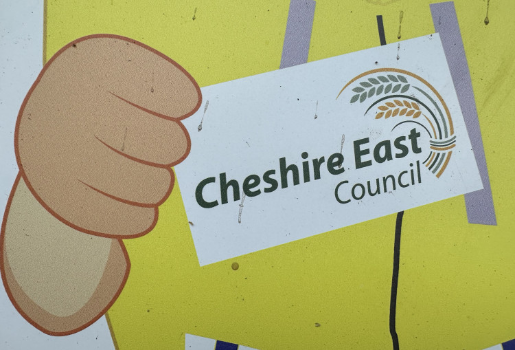 A Cheshire East Council sign at a school in Macclesfield. (Image - Macclesfield Nub News)