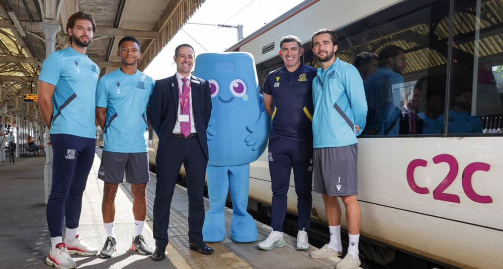 From left: Harry Cardwell, Nathan Ralph (Southend United Club Captain), Rob Mullen, Kevin Maher (Southend United Head Coach) and Jack Bridge. Picture: Graham Whitby-Boot/Southend United FC.