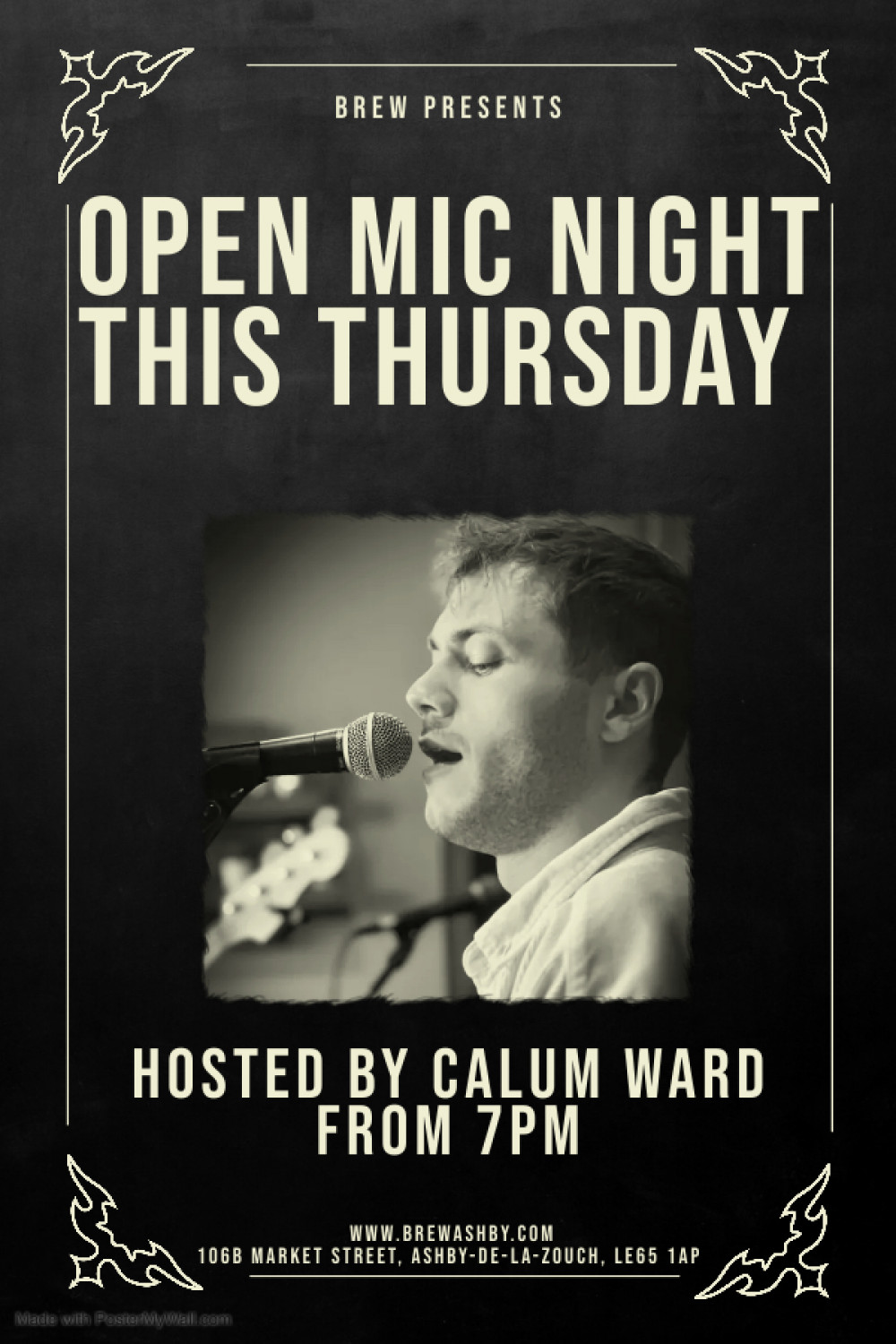 Open Mic Night Hosted by Calum Ward at Brew, 106B Market Street, Ashby-de-la-Zouch