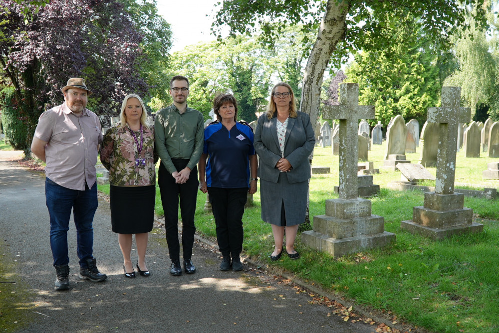 Works to repair the headstone at Leamington Spa Cemetery are now underway (image via Warwick District Council)