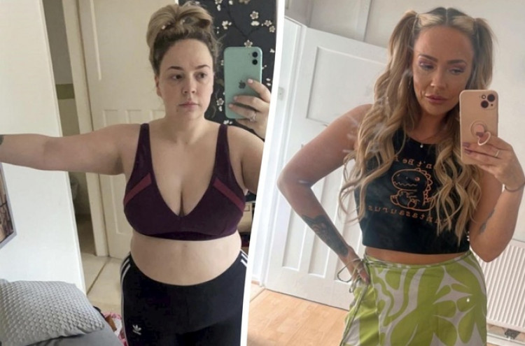 Sian before and after her excercise regime. Photos: SWNS