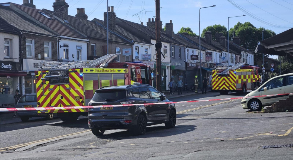 Fire engines at the scene of a gas leak on Southend Road this morning. Fire engines at the scene of a gas leak on Southend Road this morning.