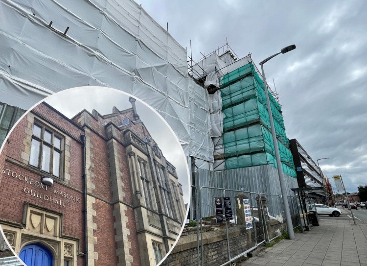 Stockport Masonic Guildhall is undergoing a complete restoration on its facade and gardens (Images - Alasdair Perry)