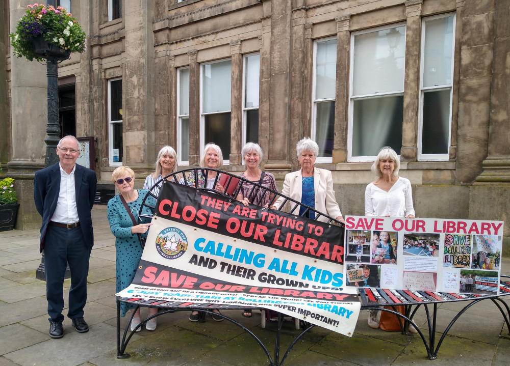 Friends of Bollington Library, outside a recent Cheshire East Council meeting in Macclesfield. (Image - Macclesfield Nub News) 