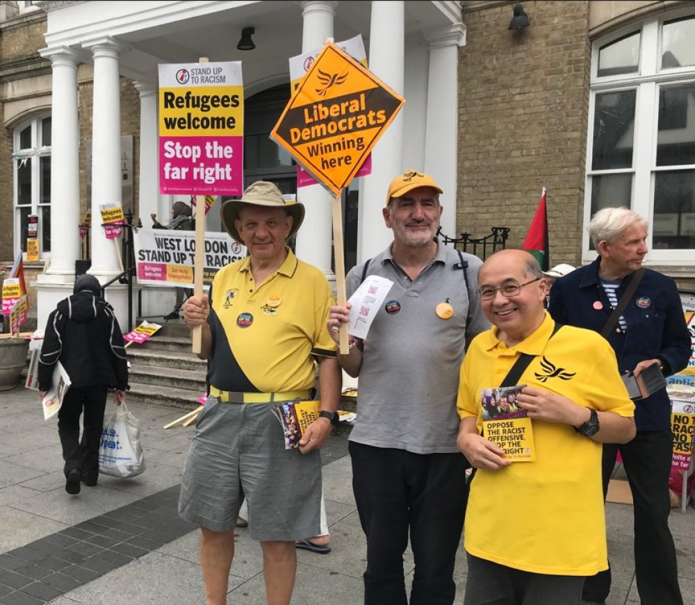 Liberal Democrats members at anti-racism event in Southall (credit: Ealing Liberal Democrats).