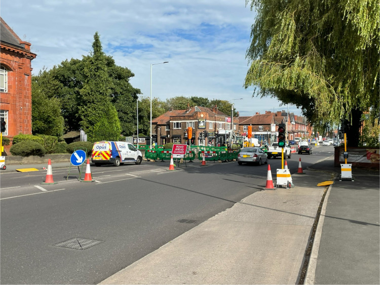 Roadworks outside the McVitie's biscuit factory on Wellington Road North are expected to last until 30 August (Image - Nub News)