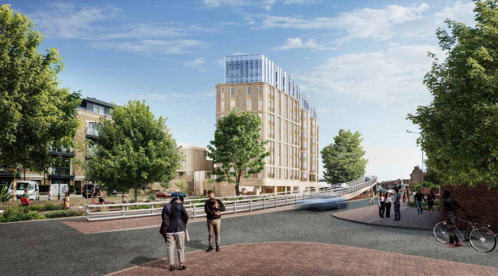 A CGI of the scheme as viewed from Burlington Lane towards Hogarth Roundabout (credit: SimpsonHaugh Architects / Burlington Properties).