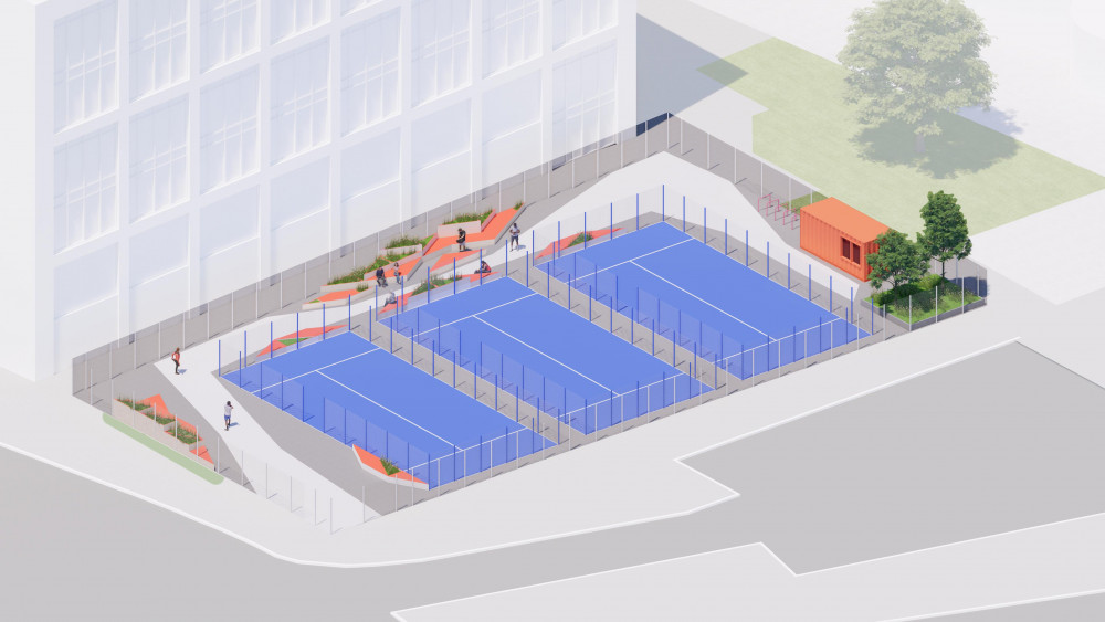 Plans have been submitted for three new padel courts in Stockport town centre at the Exchange, close to the railway station (Image via Stockport Council)