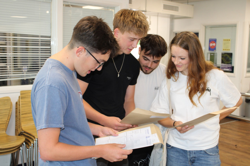 Students at Wells Blue receiving their A-level results Students at Wells Blue receiving their A-level results