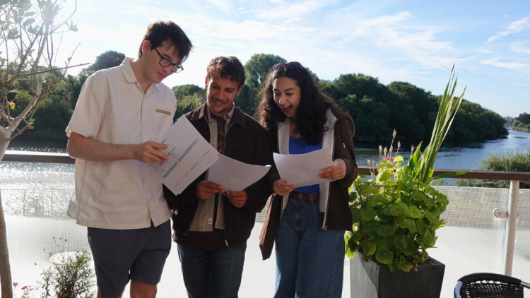 Radnor House Twickenham Year 13 students finding out their A Level results (credit: Radnor House Twickenham).