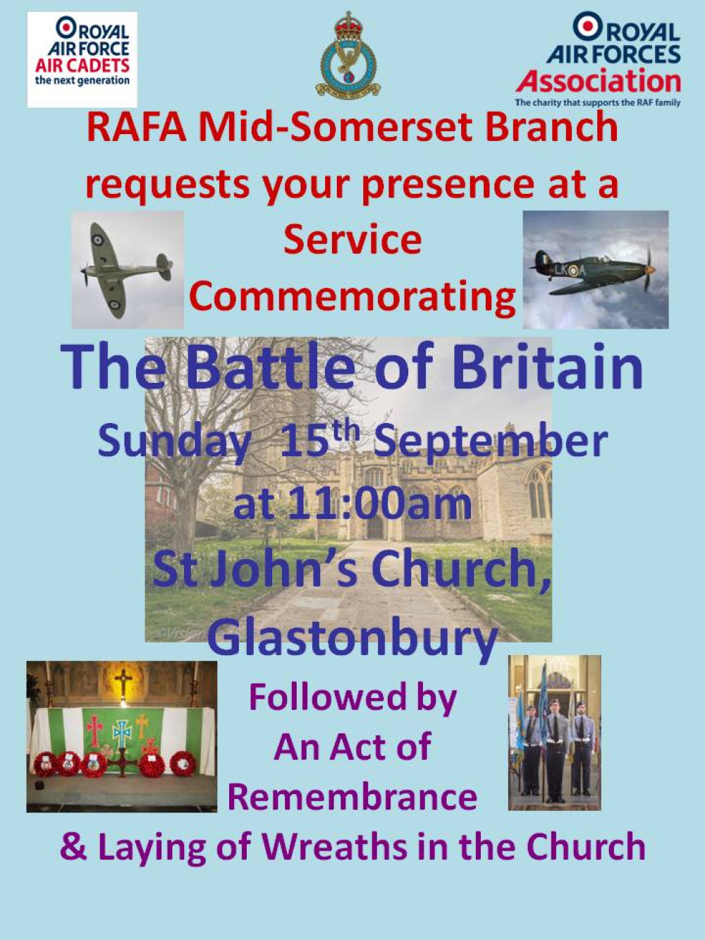 The Royal Air Forces Association Mid-Somerset Branch Battle Of Britain Service