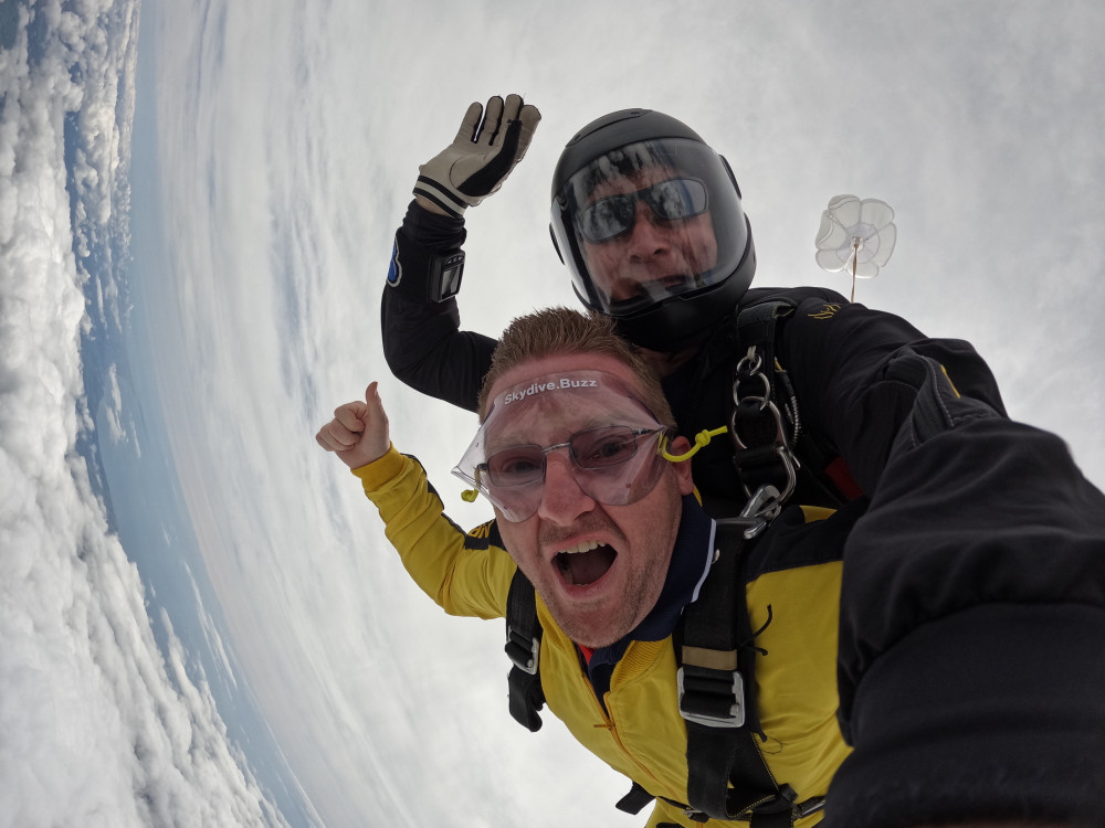 Clive Randall on his skydive