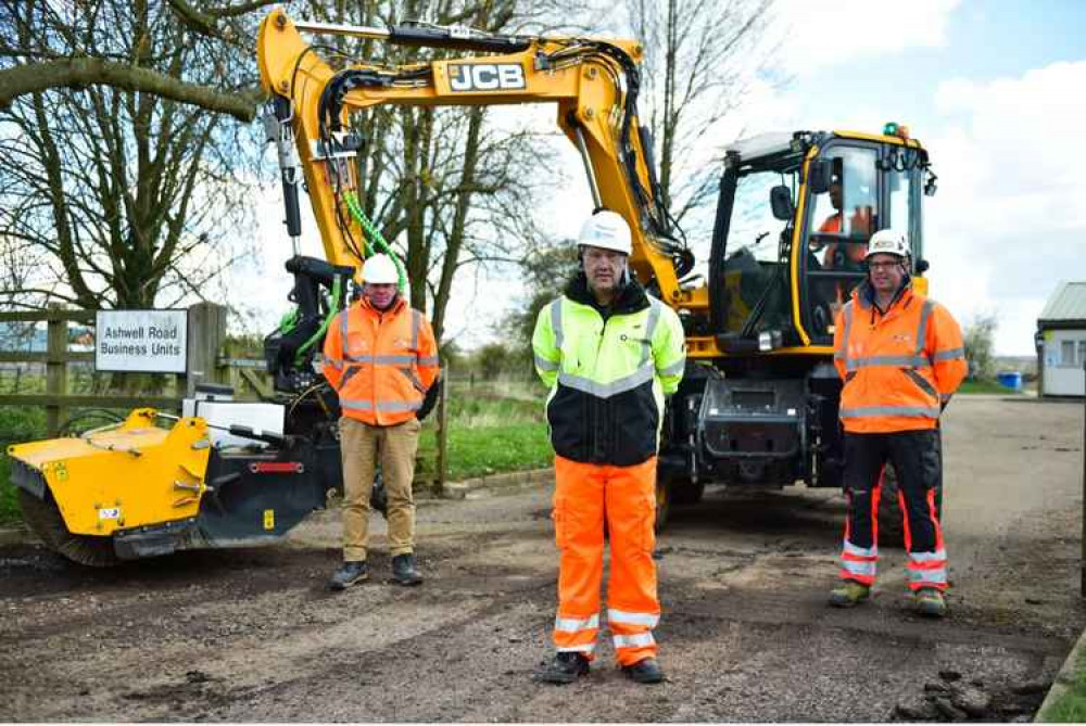 L to R Dave Pegg, Sales Manager for excavators JCB, Brian Murphy from Tarmac and Dave Moran, Sales Manager for Excavators JCB