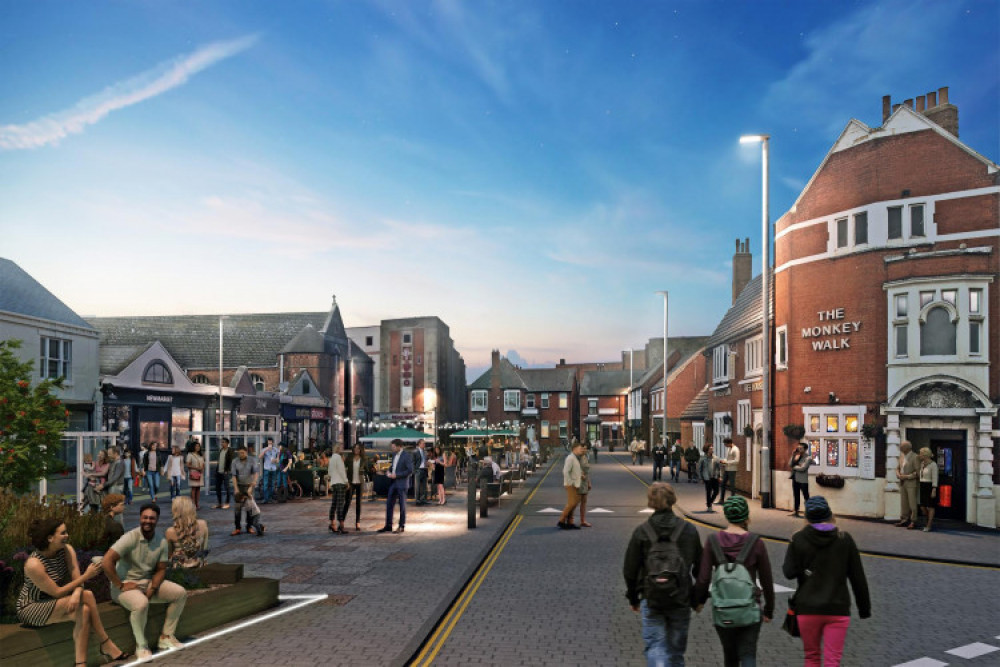 An artist's impression of how Marlborough Square in Coalville will look when the market and events are in place. Image: North West Leicestershire District Council