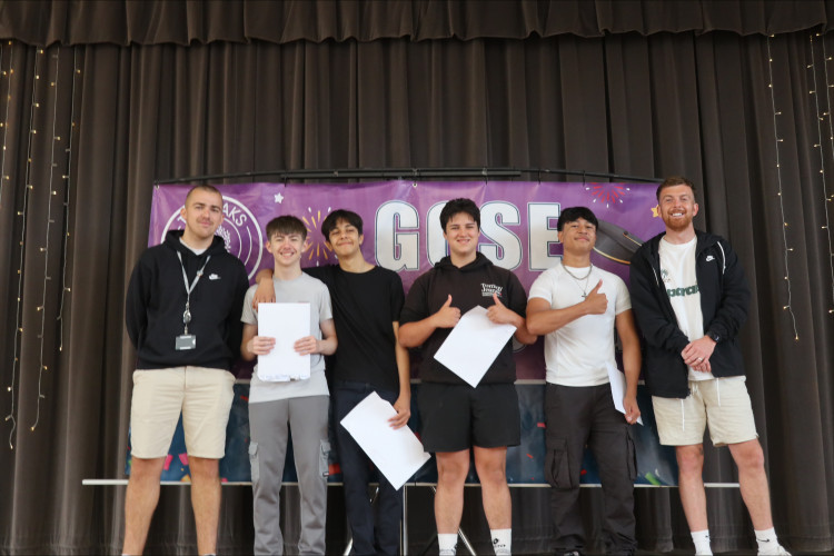 Mr Smith, with Petru Creciun, Andrei Guta, Liam Jansen, Gio Ho and Mr Howells (The Oaks Academy).