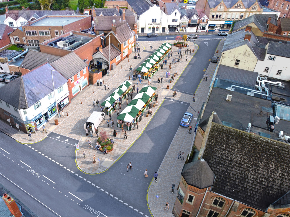 How Marlborough Square is expected to look when it is up and running. Image: North West Leicestershire District Council