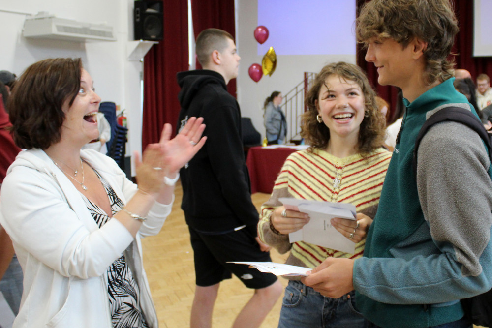 Tytherington School pupils receive their results in the school hall. (Image - Tytherington School)