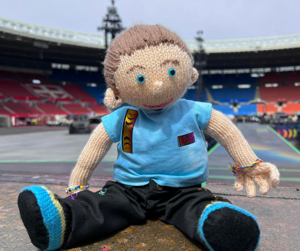 Coldplay shares photo of Shepton Mallet crafter's knitted Chris Martin doll, helping to raise funds for Dorset and Somerset Air Ambulance. (Photo: Coldplay/Facebook) 