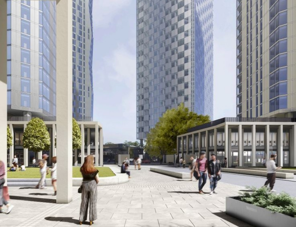 Five new skyscrapers could be built in Deansgate - one could even become Manchester's tallest building (Image - Renaker)