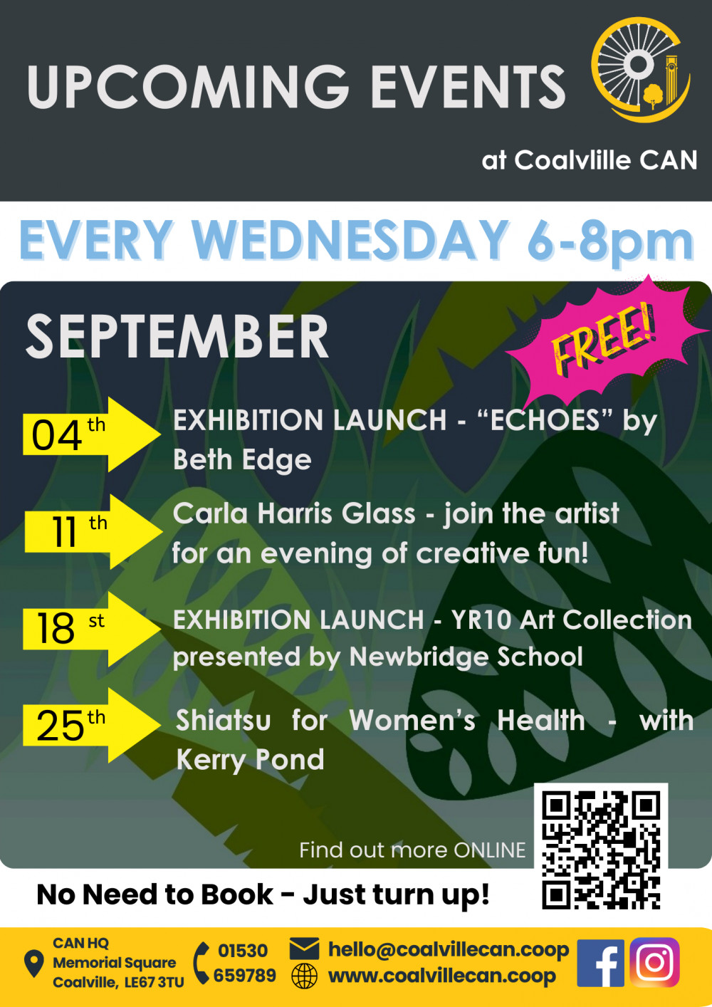 Wednesday Evening Events at Coalville CAN, Memorial Square, Coalville, Leicestershire Wednesday Evening Events at Coalville CAN, Memorial Square, Coalville, Leicestershire