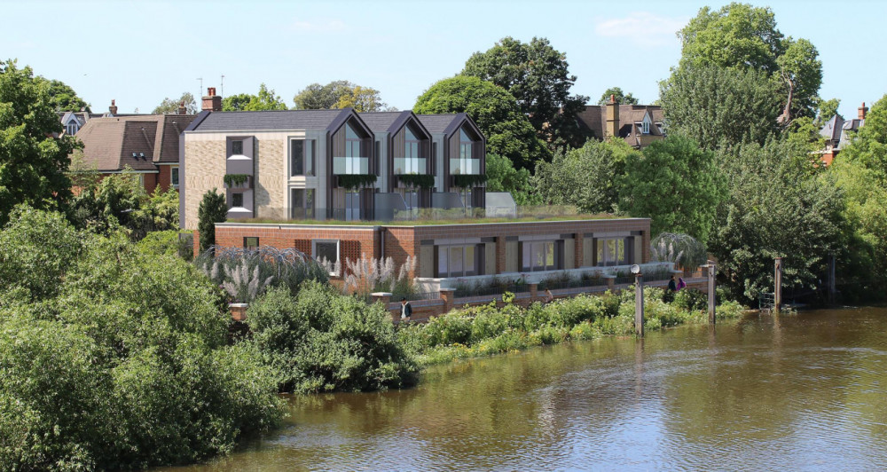 A CGI view of the homes from Richmond Lock Bridge (image via planning application)