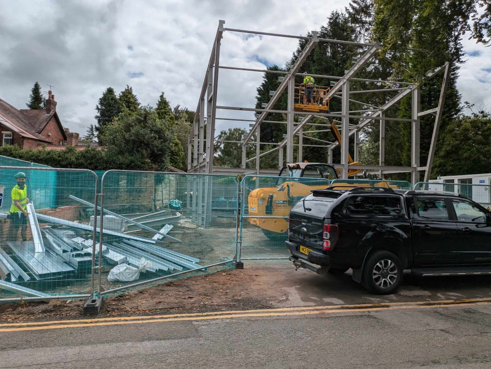 The framework going up for the new offices of Clarke Metals who are moving to Alsager. (Photo: Nub News) 