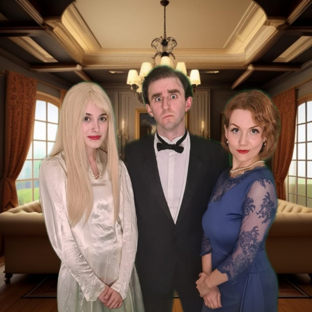 Charles Condomine with wives Elvira and Ruth