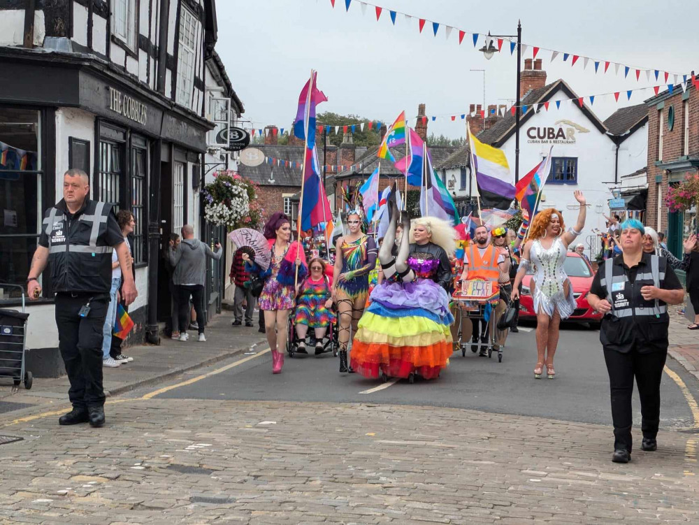 Crowds lined the streets in Sandbach to see the annual Sandbach Pride parade through the town. (Photo: Nub News)  