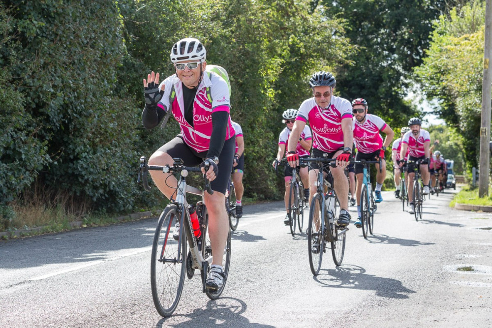 The riders cycled from Brighton to the Durham Ox in Shrewley (image by John Cleary Photography)