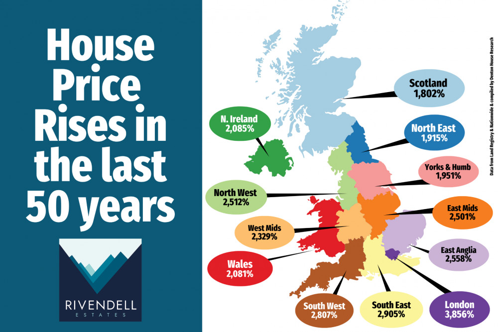 The data, sourced from Land Registry, Denton House Research and Nationwide, sheds light on how each part of the UK has seen unprecedented growth.