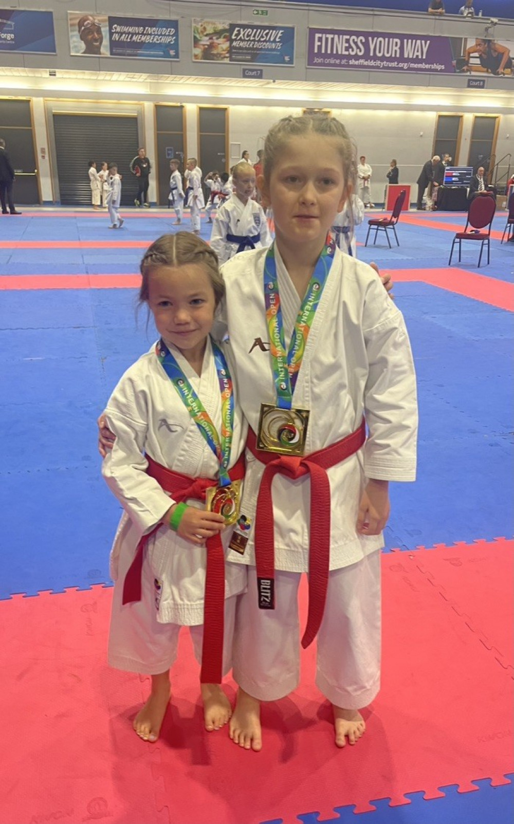 Talia Graves & Eva Barts (Gold) pairs winners in the Kata British Championships.