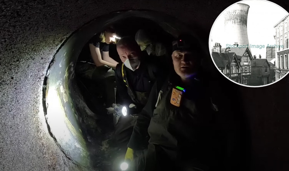 Martin Zero and the team explore the hidden depths beneath Stockport power station (Images - main: Martin Zero / inset top right: Stockport Image Archive, Stockport Council)