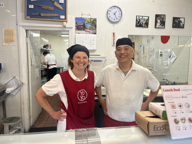 Tanaya (left) and Yoichi Iguchi, the owners of Yoyo Kitchen in West Acton (credit: Cesar Medina).