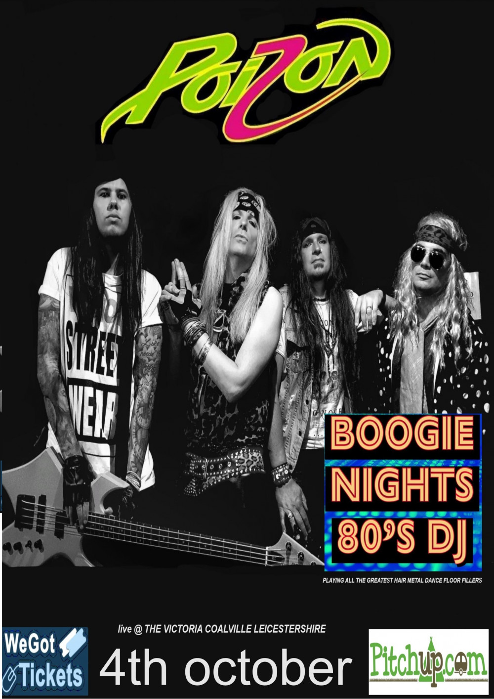 80s Hair Metal Night With Poizon + Hudi at Victoria Bikers' Pub, Coalville