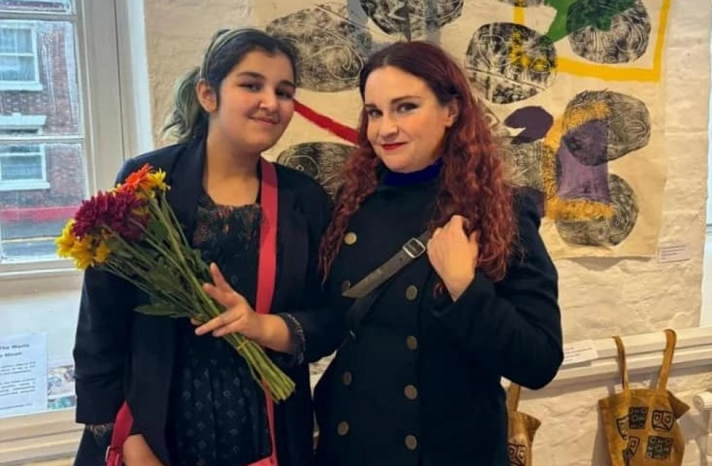 A former pupil of Church Lawton School, Maryam (left) has since been guided by Macclesfield artist Becca Smith (right). Maryam has worked with Becca for three years. (Image - Nub News)